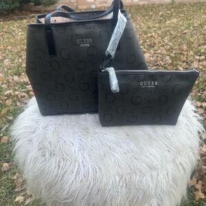 GUESS Monogram Black Tote Bag